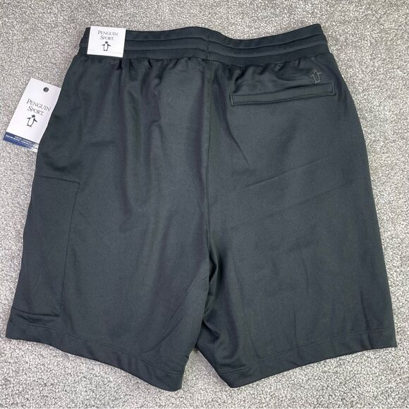Penguin Sport Shorts Men’s Small Black Elastic Waist Pockets Activewear - Picture 3 of 9